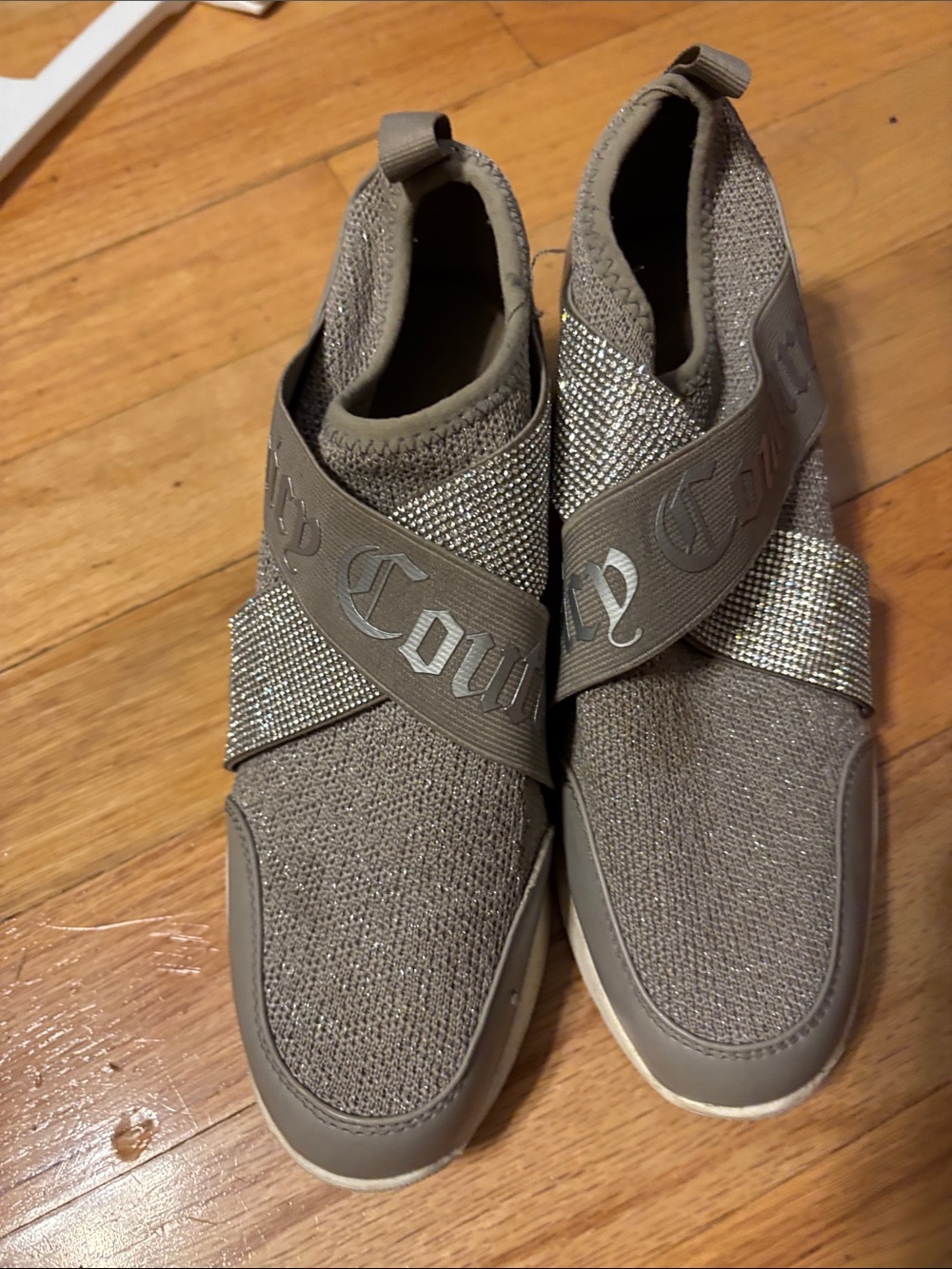 Juicy Couture Taupe Sparkle Slip-On Sneakers